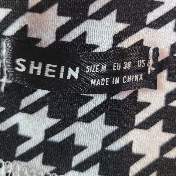 Black & White Houndstooth Stretch Overall Suspender Pants Shein Women's 6 M 2554 - Picture 8 of 12